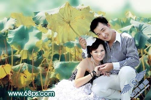 Photoshop调出情侣照片淡淡的青灰色