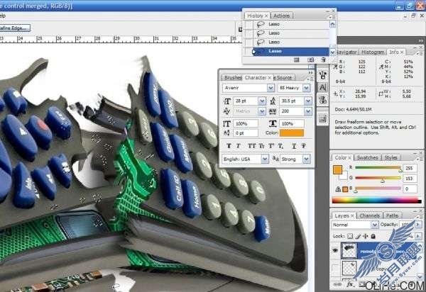 Photoshop制作子弹击穿遥控器特效(终结篇)