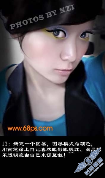 Photoshop给美女加上另类个性妆饰