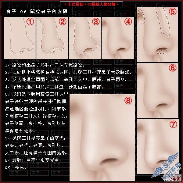 Photoshop鼠绘人物分解教程——鼻子篇【图】_