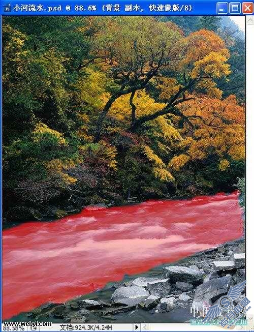 Photoshop教程:静态风景照变动态流水效果