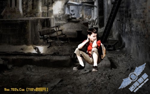 Photoshop合成教程:废墟中的小男孩