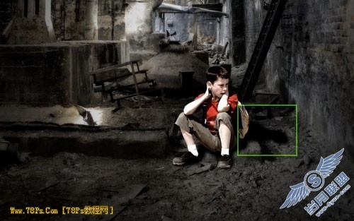 Photoshop合成教程:废墟中的小男孩