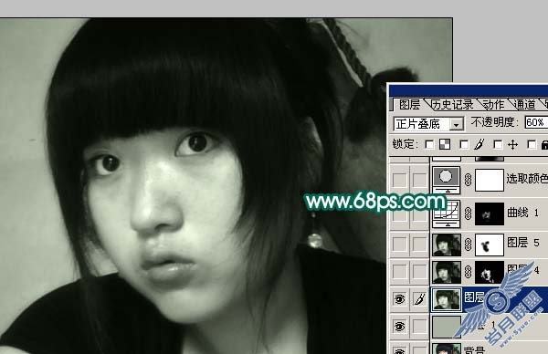 Photoshop调出人物照片柔美的灰调黄绿色