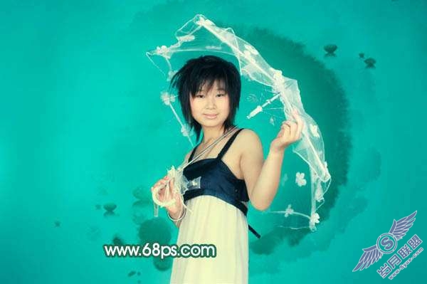 Photoshop照片处理:制作淡水墨背景照片【图】_