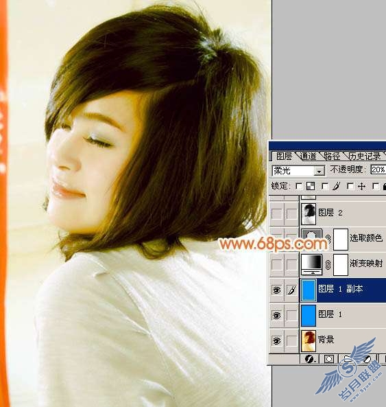 Photoshop照片处理:修正并美化偏黄色的人物照片【图】_