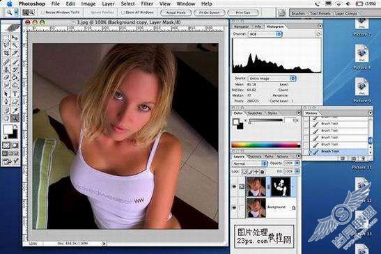 PhotoShop美容教程:给皮肤粗糙多斑的MM磨皮