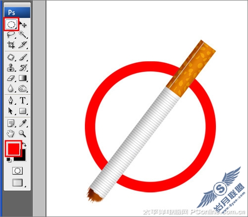 Photoshop CS3制作禁烟图标