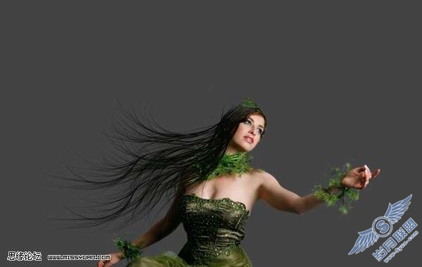 Photoshop合成教程:制作幽暗森林里的绿色魔女【图】_