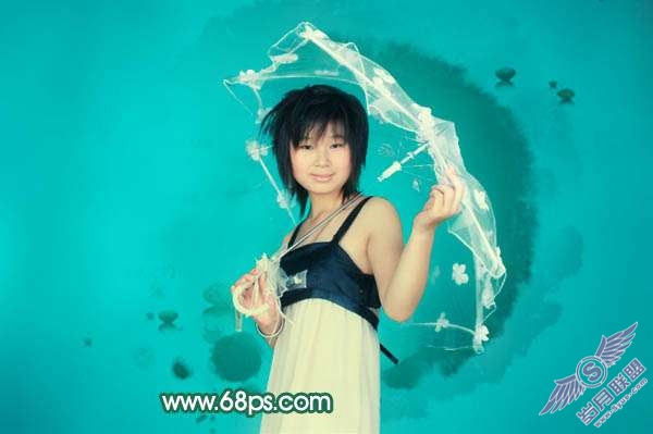 Photoshop照片处理:制作淡水墨背景照片【图】_