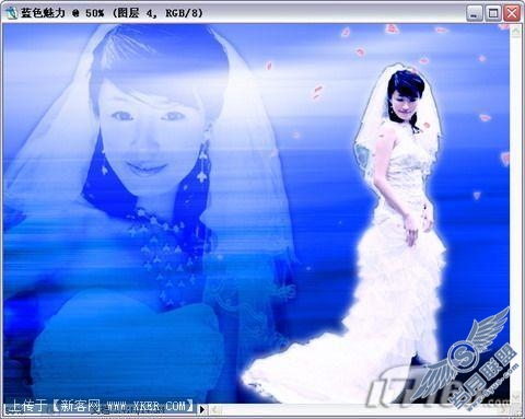 Photoshop婚纱照处理:蔚蓝梦幻风格(9)