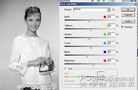Photoshop CS3亲密接触(5):怀旧赫本 黑白魅影(图三)