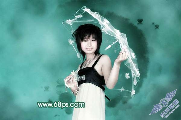 Photoshop照片处理:制作淡水墨背景照片【图】_