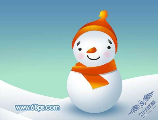 Photoshop制作可爱的卡通雪人教程【图】_