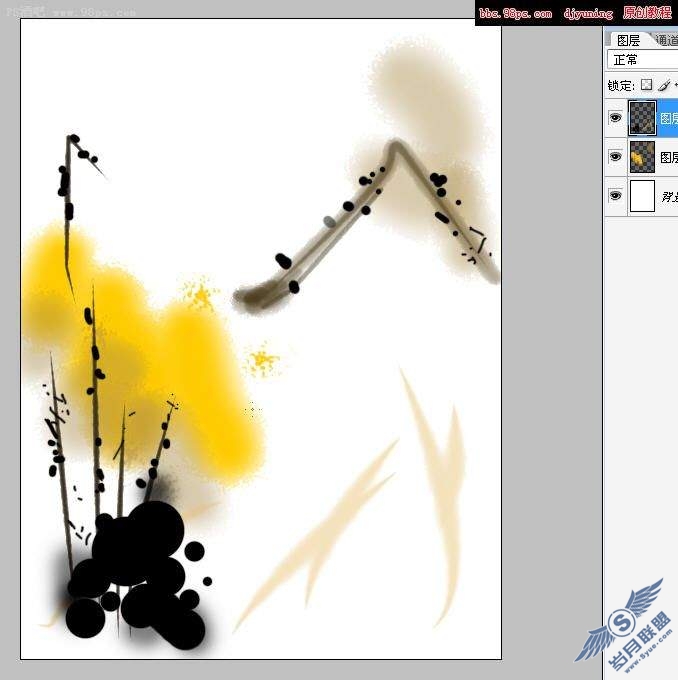 Photoshop鼠绘: 重彩水墨画《私语》