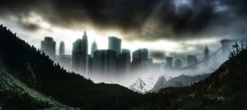 Photoshop合成教程:黑暗迷雾山城