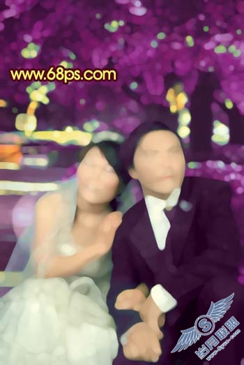 Photoshop打造华丽的金色婚片