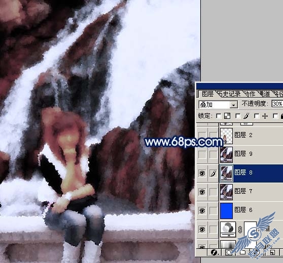 Photoshop调出外景人物照片淡水彩画效果