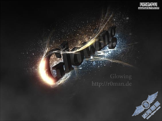Photoshop制作超酷的光束装饰的立体字