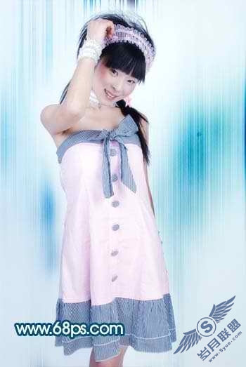 Photoshop给美女照片加上时尚动感背景