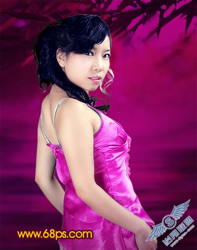 Photoshop打造一幅紫色的古典美女图
