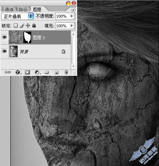 Photoshop把漂亮美女脸蛋变风化石像