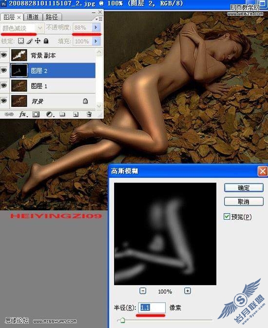 Photoshop教程:金属铜色调美女裸体