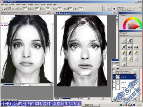 用Painter9临摹照片绘人像素描_天极设计在线整理