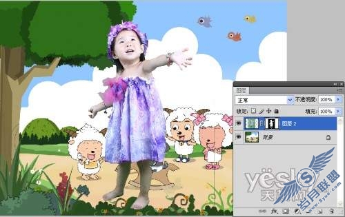 Photoshop儿童照片处理:合成儿童卡通照片