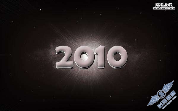 Photoshop文字特效:制作新年2010银色文字特效【图】_