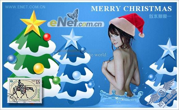 Photoshop设计制作美女圣诞节贺卡教程【图】_