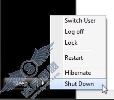 Windows 7的关机菜单就简化了一些