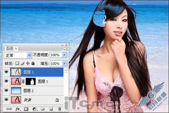 photoshop照片处理:使用抠图改变美女照背景图【图】_