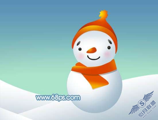 Photoshop制作可爱的卡通雪人教程【图】_