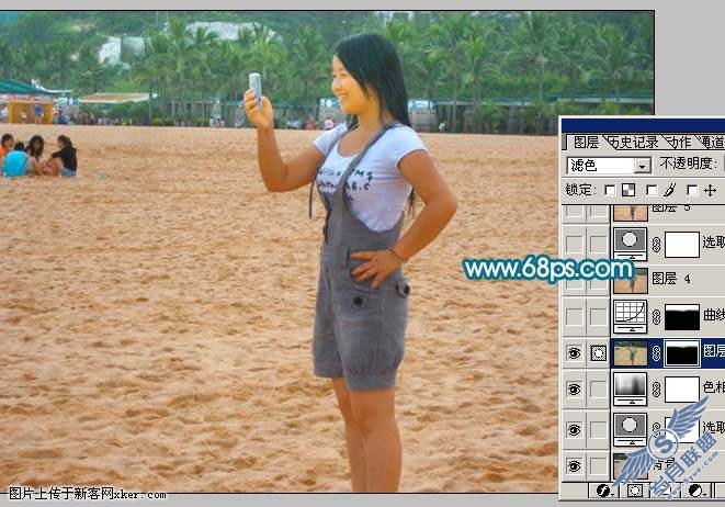 Photoshop调出偏暗外景照片的流行色