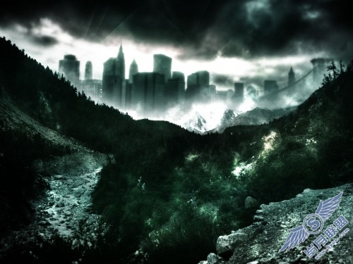 Photoshop合成教程:黑暗迷雾山城
