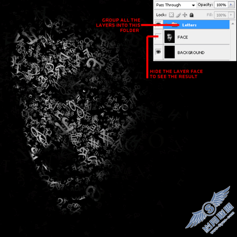 photoshop文字特效:制作印刷文字复古的镂空人脸【图】_