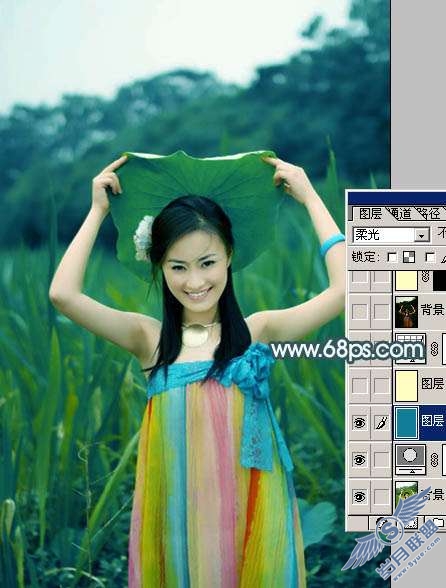 Photoshop照片处理:调出古典暗黄色外景美女照片【图】_