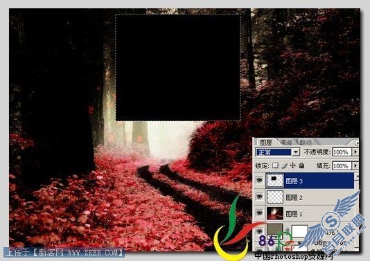 Photoshop打造暗红森林梦幻风景效果