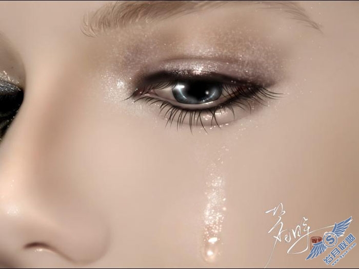 Photoshop鼠绘一张美女的流泪的特写镜头