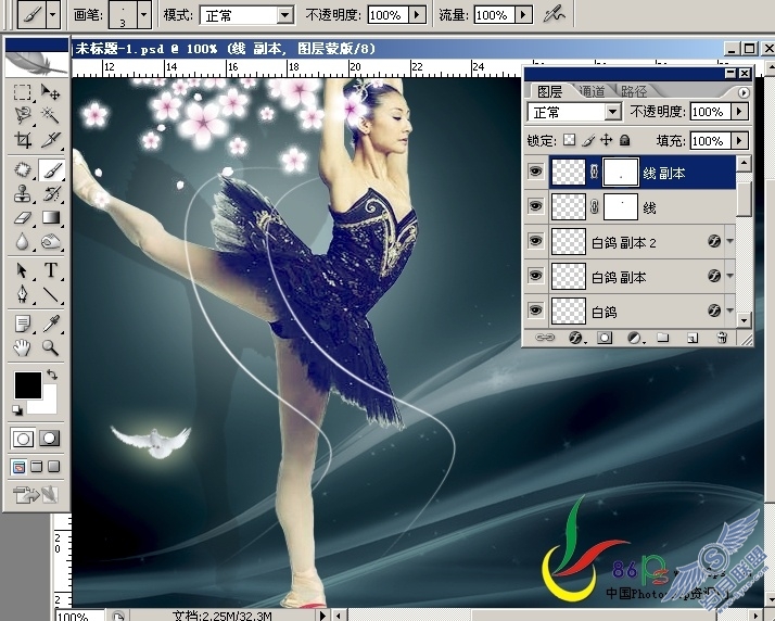 PhotoShop合成月光芭蕾效果教程