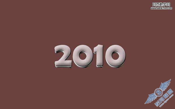 Photoshop文字特效:制作新年2010银色文字特效【图】_