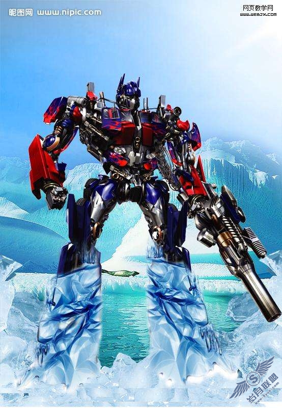 Photoshop制作被冰冻结晶的变形金刚【图】_