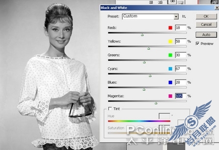Photoshop CS3亲密接触(5):怀旧赫本 黑白魅影(图六)