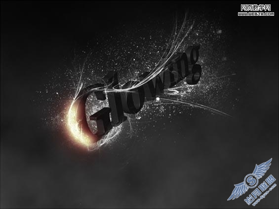 Photoshop制作超酷的光束装饰的立体字