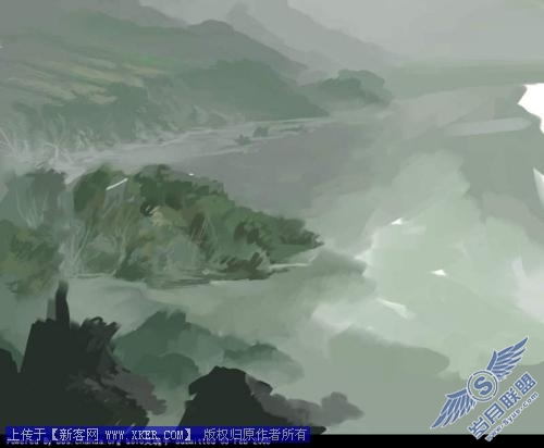 Painter手绘夜色中的海浪_天极设计在线整理