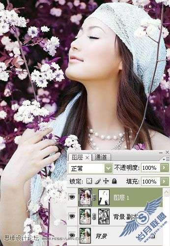 photoshop照片处理:调色出唯美紫色调美女【图】_