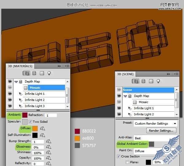 photoshop文字特效:制作三维砖块效果文字【图】_