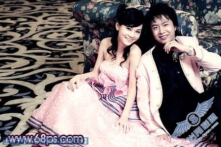 Photoshop调出浪漫的蓝紫色婚片