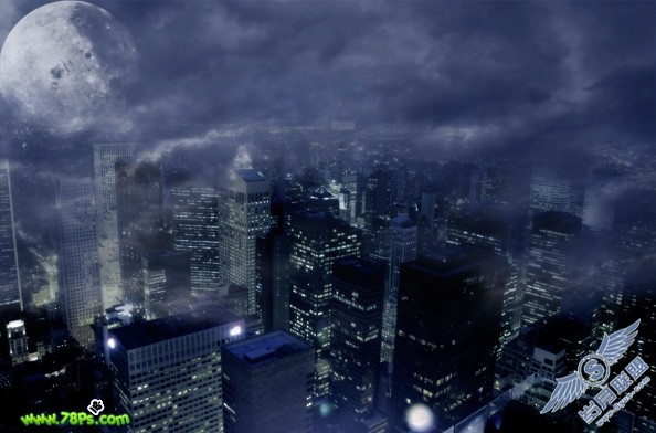 PhotoShop教程:制作合成城市夜空中蝙蝠侠效果